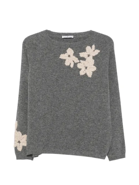 WHYCI MILANO floral-applique sweater Grey WH0520