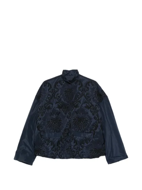 WHYCI MILANO damask-embroidered high-neck jacket Blue WH08500031