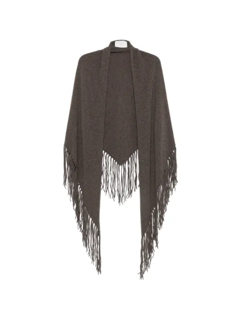 Vanisè fringe-trim cashmere cape Brown V71691