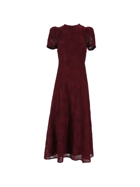 ROTATE BIRGER CHRISTENSEN flower mesh flared dress bordeaux Red 116272741