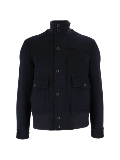 Lardini button-fastening ribbed-trim jacket Blue ACSPONGEACSP67642