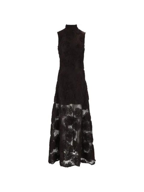 ROTATE BIRGER CHRISTENSEN 3D flower maxi dress dark brown Brown 1162841667