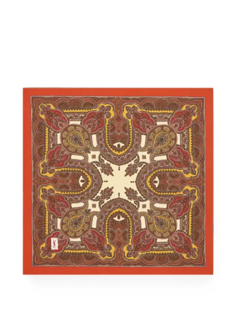 Saint Laurent square scarf in paisley silk twill Orange A001L93Y001