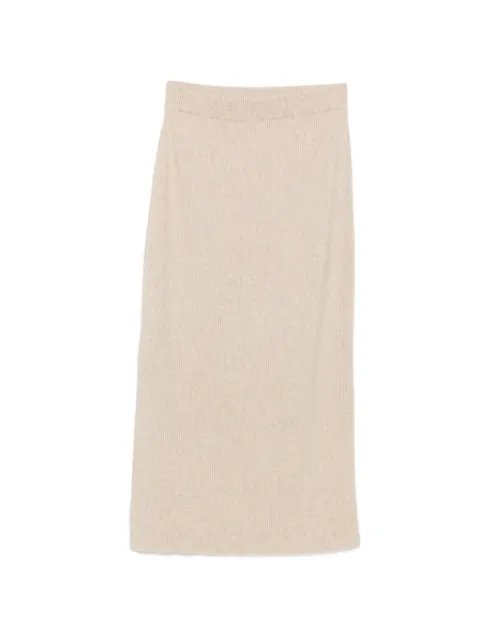 BOMPARD ribbed-knit side-slit midi skirt Neutrals MO4260