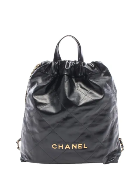 CHANEL Pre-Owned 2021-2026 Large Quilted Shiny Calfskin 22 backpack Black BJ9O872U3FCKQZER