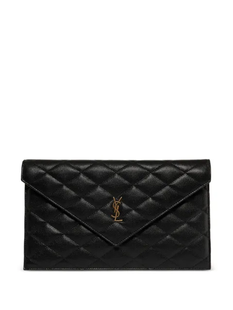 Saint Laurent Paris pouch in grain-de-poudre leather Black 869533AAGOZ