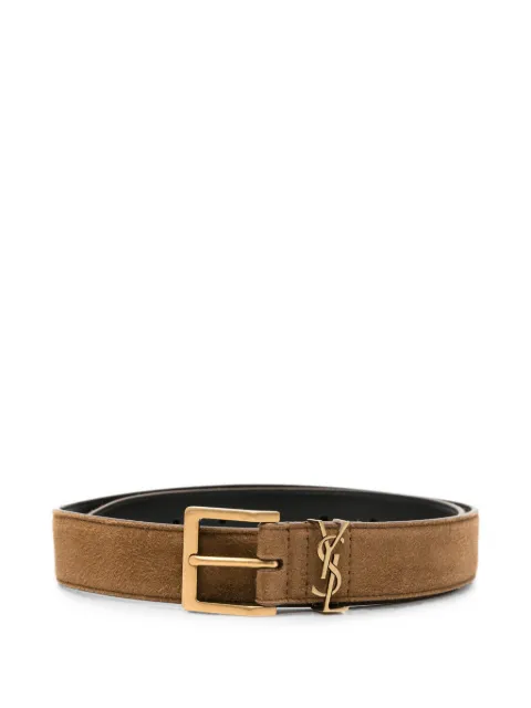 Saint Laurent Cassandre Vadim belt in suede Brown 864585AAG6E