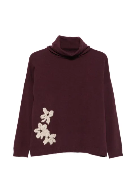 WHYCI MILANO Maglieria floral-applique roll-neck sweater Purple WH05210014