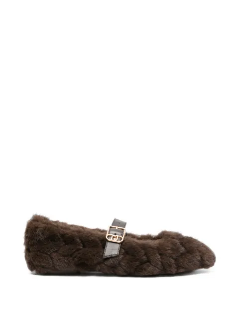 LIU JO braided faux-fur ballet flats Brown SF6125TX138S3365
