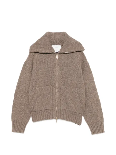 Vanisè zip-up knit sweater Brown V73522