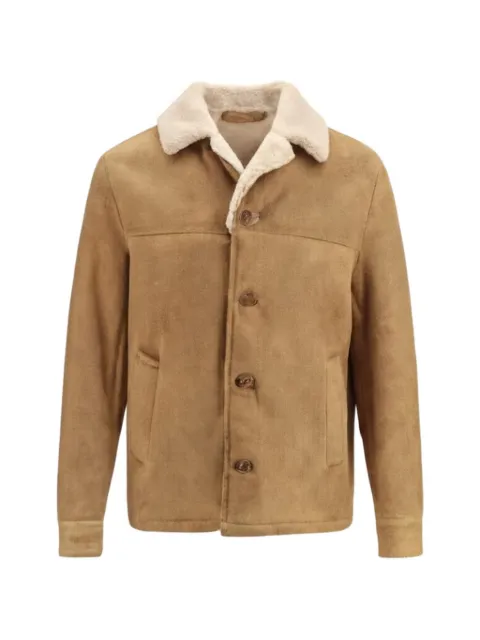Salvatore Santoro shearling-collar button-up jacket Neutrals 51515U