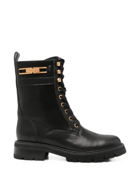 TWINSET lace-up logo-plaque boots Black 262TCP074