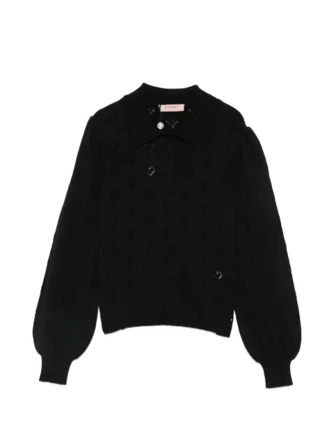 TWINSET pointelle-knit polo shirt Black 262TP3022