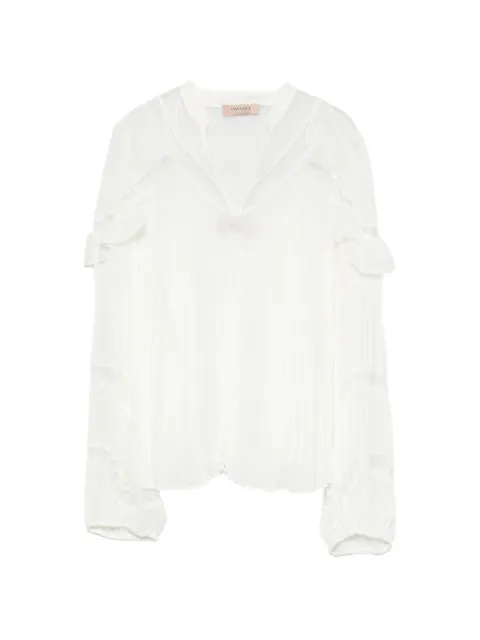 TWINSET pleated ruffled blouse White 262TP2693