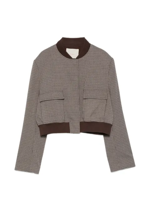 TWINSET houndstooth-pattern cropped jacket Brown 262TP2633