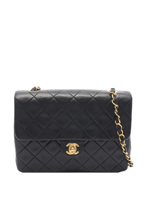 CHANEL Pre-Owned 1994-1996 Small Square Quilted Lambskin Flap crossbody bag Black 2K8A9VSROXW80VOT