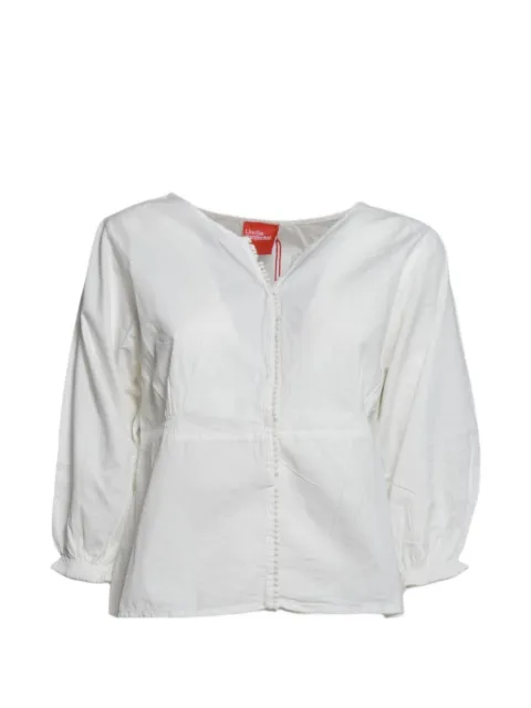 Merci bobble-trim ruched blouse White DAHLIAWHITE
