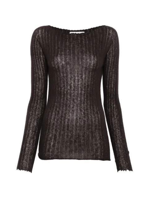 Vanisè ribbed-knit long-sleeve top Brown V74302STELLACAFFE