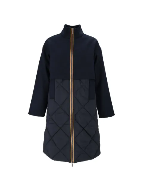 K-Way quilted wool-blend parka coat Blue K6135MW