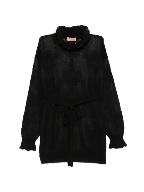 TWINSET pointelle-knit belted sweater Black 262TP3342