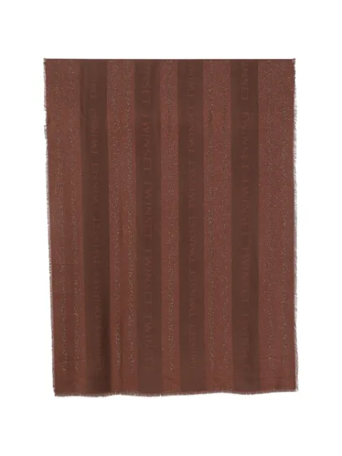 TWINSET logo-print striped scarf Brown 262TA4350