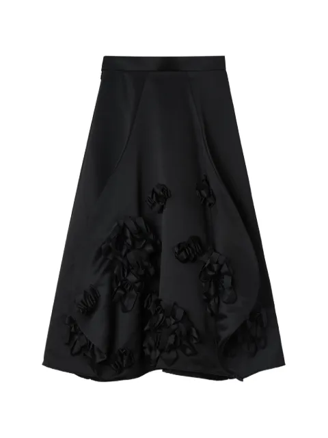 Enföld ruffled floral-appliqué midi skirt Black 300JS5313501