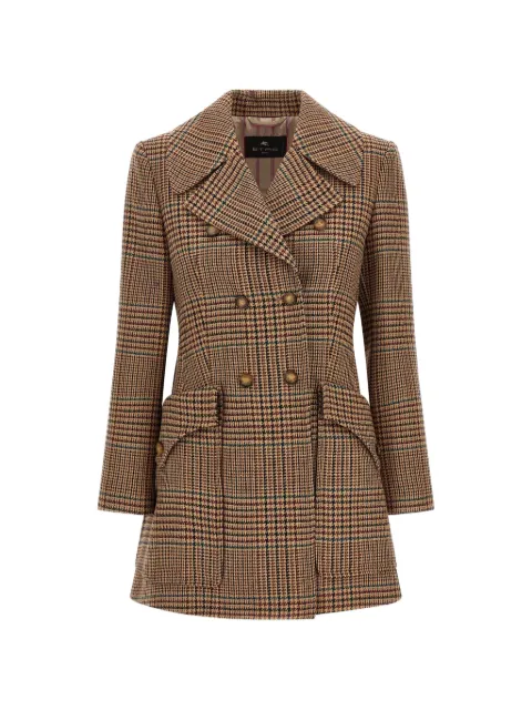 ETRO Prince of Wales double-breasted coat Brown WRBA009199TQ218S9820
