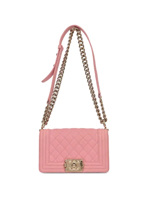CHANEL Pre-Owned 2019 small Boy Chanel chain shoulder bag Pink 179387