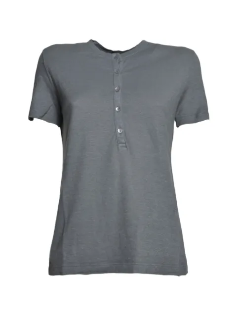 SOLOTRE button-placket short-sleeve T-shirt Grey M1AB013294S