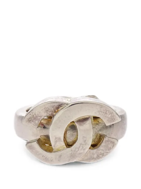 CHANEL Pre-Owned 2001 CC logo-motif ring Silver 117313