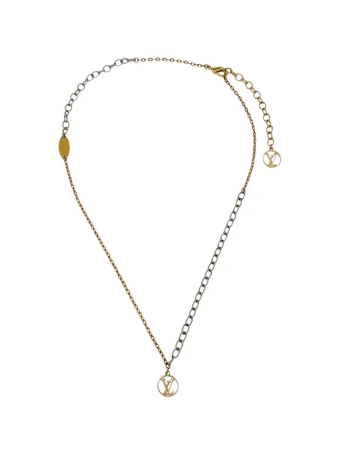 Louis Vuitton Pre-Owned 2015 LV circle-pendant necklace Gold 154846