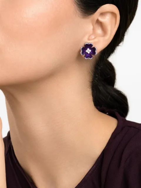 SABOO FINE JEWELS diamond flower stud earrings Silver SJKE1067