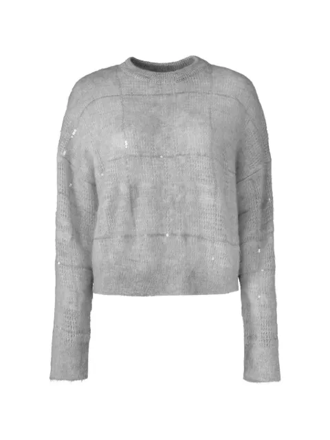 Brunello Cucinelli sequin-embellished plaid sweater Grey M2I767110PC3597