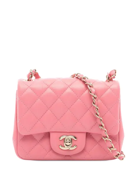 CHANEL Pre-Owned 2021-2026 Mini Square Classic Lambskin Single Flap crossbody bag Pink RZO4301CO6FIEZRS