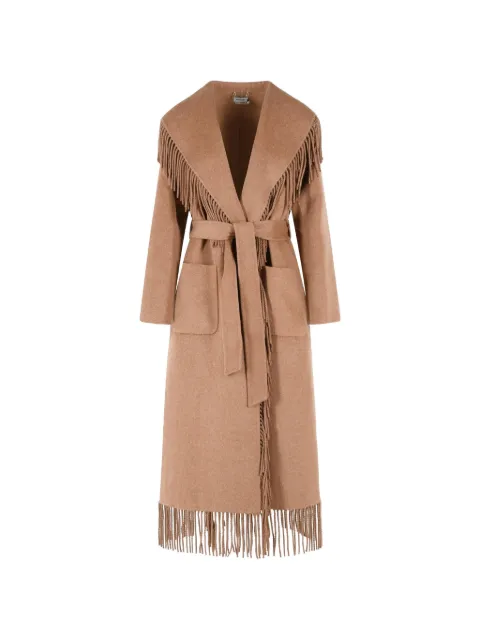 SIMKHAI fringe-trimmed belted coat Neutrals SI6031WL
