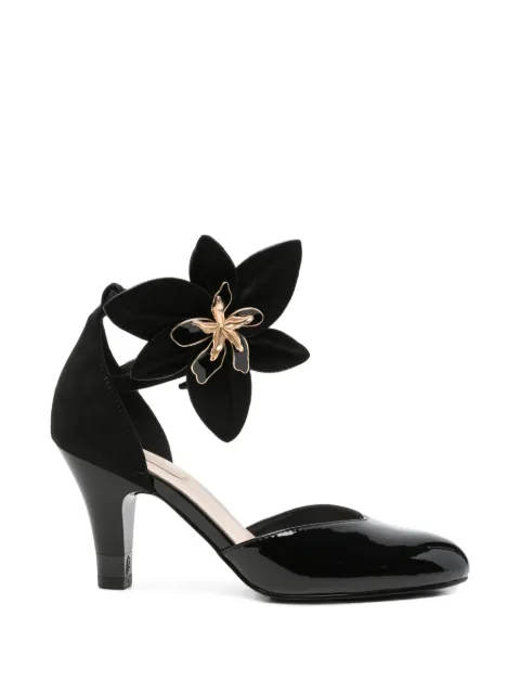 LIU JO flower-embellished patent-finish sandals Black SF6023EX08222222BLAKE01BLACK