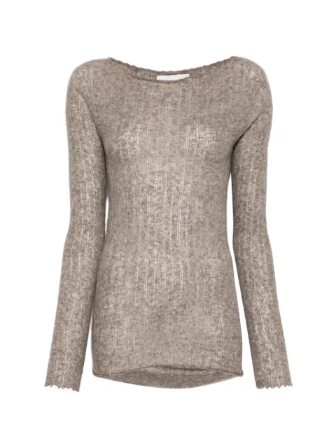Vanisè ribbed-knit boat-neck top Brown V74302STELLAVISONE