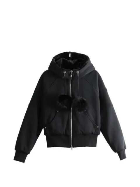 Moose Knuckles Oro Bunny pom-pom zip-up reversible hoodie Black M36LS611