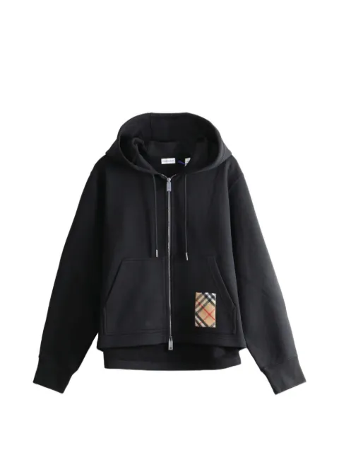 Burberry check-label cotton zip hoodie Black 8132976
