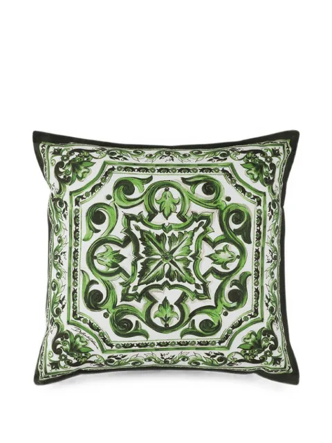 Dolce & Gabbana Maiolica pattern cushion Green TCE008TCANN