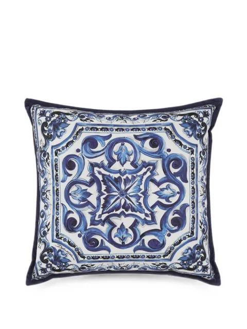 Dolce & Gabbana Casa Maiolica-print outdoor cushion Blue TCE008TCANN