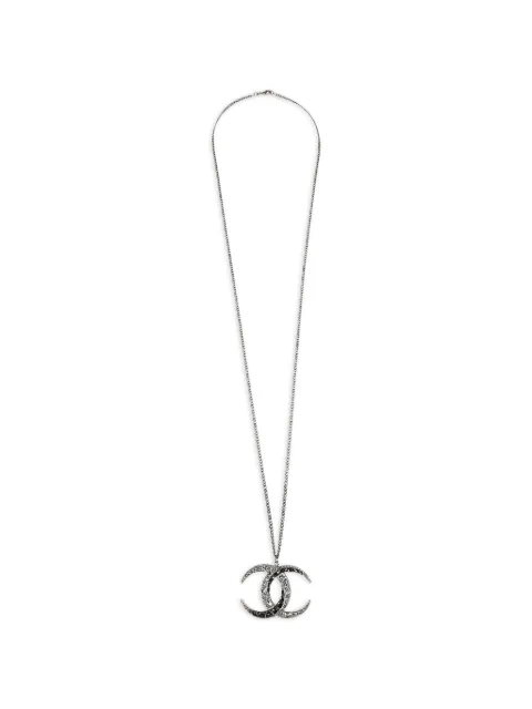 CHANEL Pre-Owned 2015 CC rhinestone pendant necklace Silver 155186