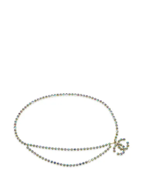 CHANEL Pre-Owned 1995 CC rhinestone chain belt Gold 117060