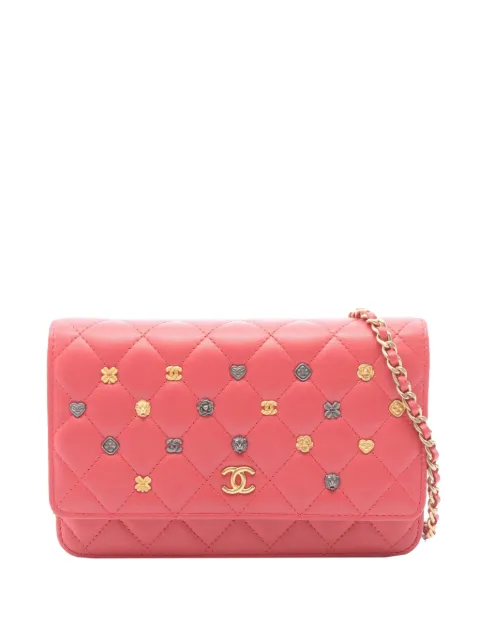 CHANEL Pre-Owned 2018-2019 CC Quilted Lambskin Lucky Charms Wallet On Chain crossbody bag Pink MSWS00RP9J5FJIPV