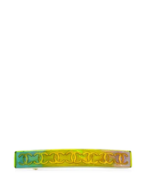 CHANEL Pre-Owned 1997 interlocking CC hair clip Green 134931