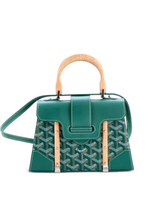 Goyard Pre-Owned Structured Saigon Top Handle Bag Coated Canvas with Leather Mini satchel Green HBEMQ3P9O22MGS4T