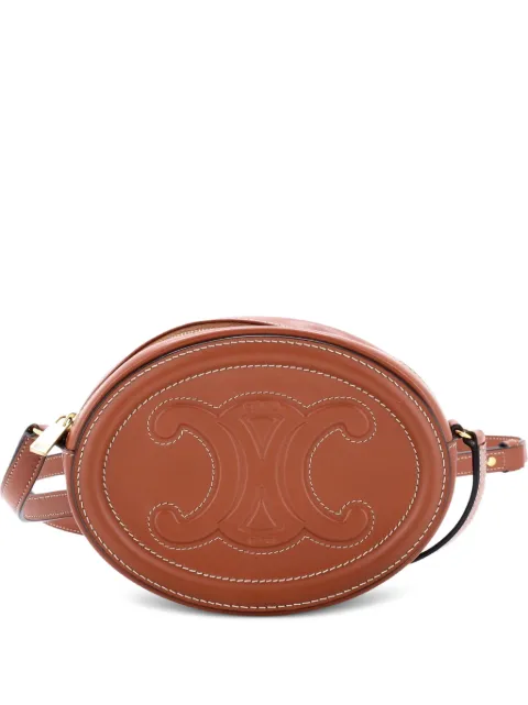 Celine Pre-Owned Triomphe Oval Leather Mini crossbody bag Brown YQJPXKVT1O578APS