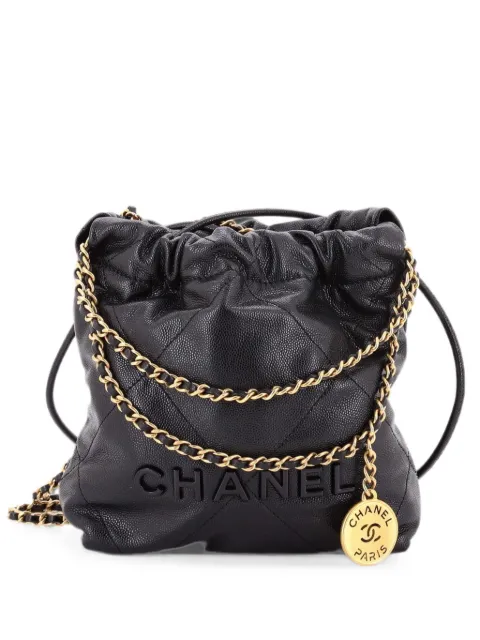 CHANEL Pre-Owned 22 Chain Quilted Caviar Mini hobo bag Black 6AXAXH5D7AY5H8S2