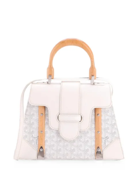 Goyard Pre-Owned Saigon Top Handle Bag Coated Canvas with Leather PM satchel White JLGFQ8QOPT89KPEY