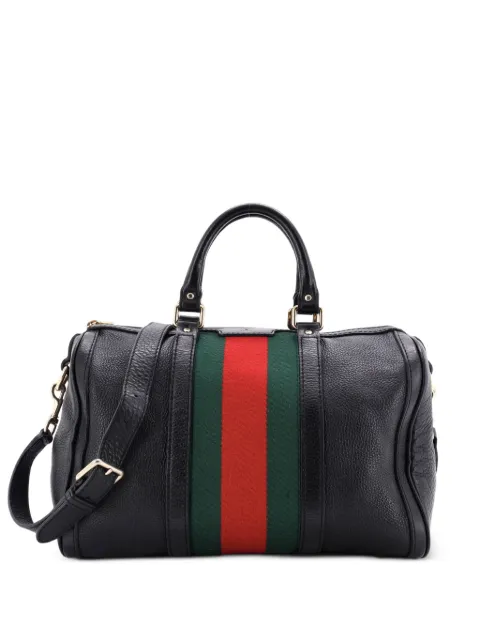 Gucci Pre-Owned Vintage Web Boston Bag Leather Medium satchel Black I60DLKKJYVS4MESR